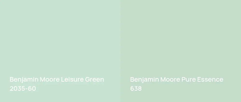 Benjamin Moore Leisure Green 2035-60 vs Benjamin Moore Pure Essence 638