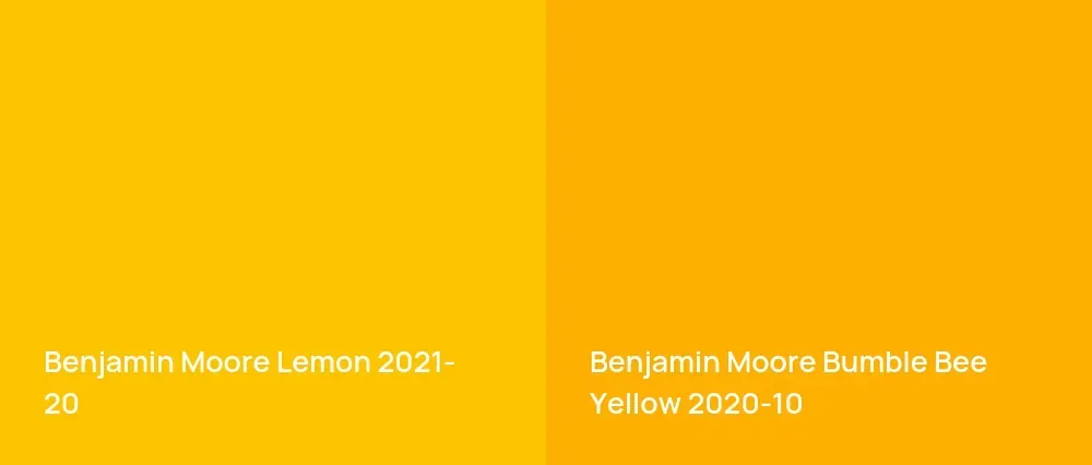 Benjamin Moore Lemon 2021-20 vs Benjamin Moore Bumble Bee Yellow 2020-10