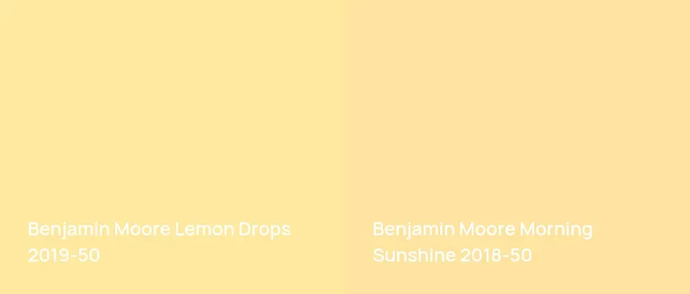 Benjamin Moore Lemon Drops 2019-50 vs Benjamin Moore Morning Sunshine 2018-50