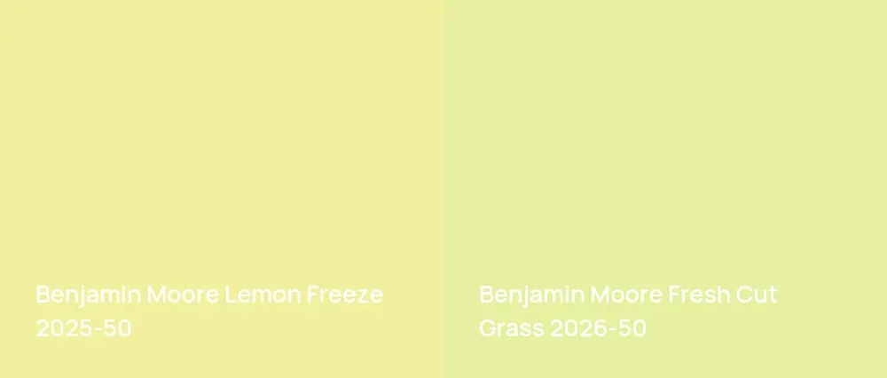 Benjamin Moore Lemon Freeze 2025-50 vs Benjamin Moore Fresh Cut Grass 2026-50