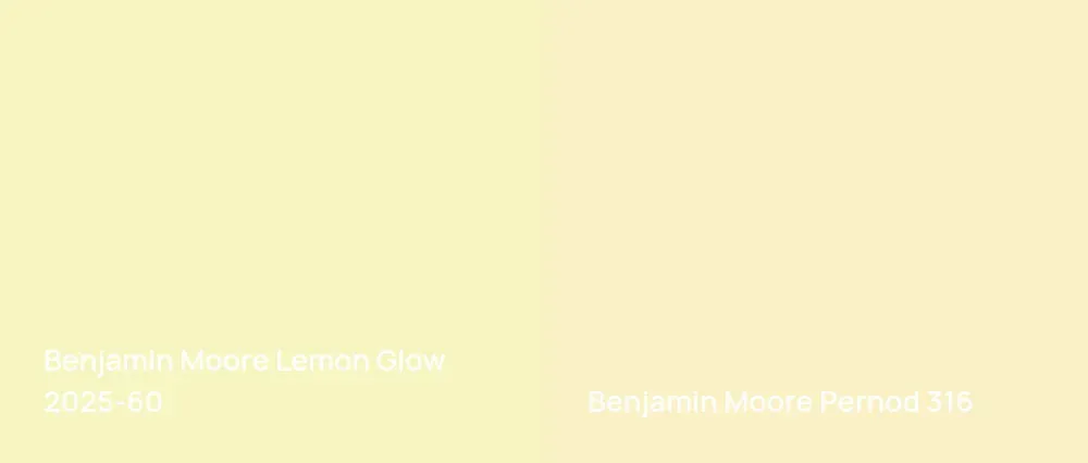 Benjamin Moore Lemon Glow 2025-60 vs Benjamin Moore Pernod 316