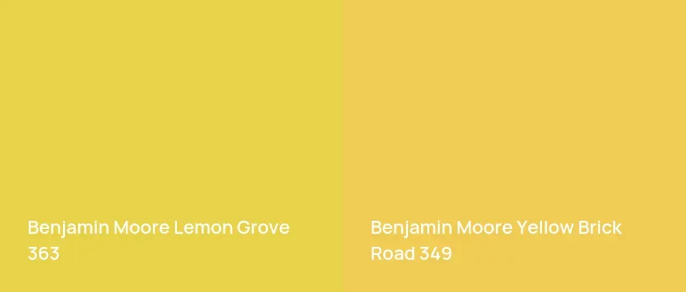 Benjamin Moore Lemon Grove 363 vs Benjamin Moore Yellow Brick Road 349