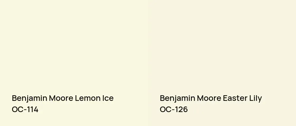 Benjamin Moore Lemon Ice OC-114 vs Benjamin Moore Easter Lily OC-126