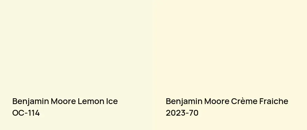 Benjamin Moore Lemon Ice OC-114 vs Benjamin Moore Crème Fraiche 2023-70