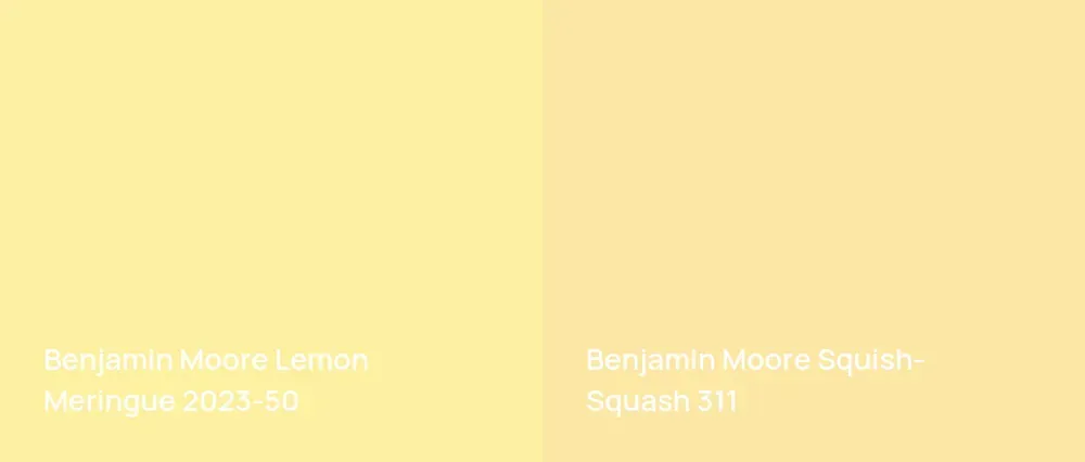 Benjamin Moore Lemon Meringue 2023-50 vs Benjamin Moore Squish-Squash 311