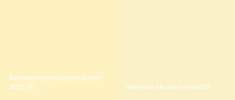 Benjamin Moore Lemon Sorbet 2019-60 vs Benjamin Moore Pernod 316