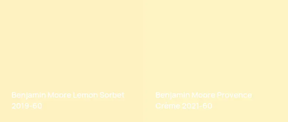 Benjamin Moore Lemon Sorbet 2019-60 vs Benjamin Moore Provence Crème 2021-60