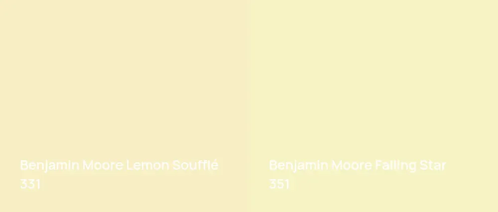 Benjamin Moore Lemon Soufflé 331 vs Benjamin Moore Falling Star 351
