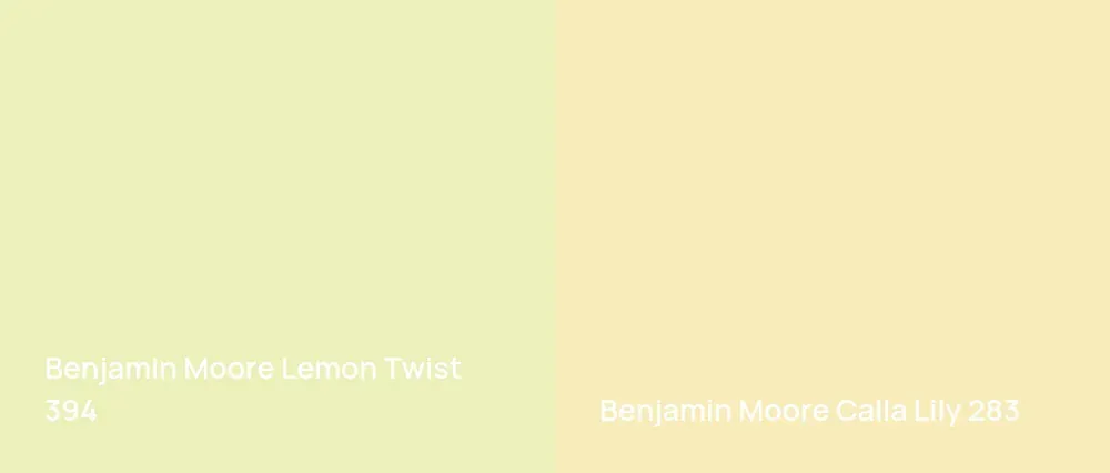 Benjamin Moore Lemon Twist 394 vs Benjamin Moore Calla Lily 283
