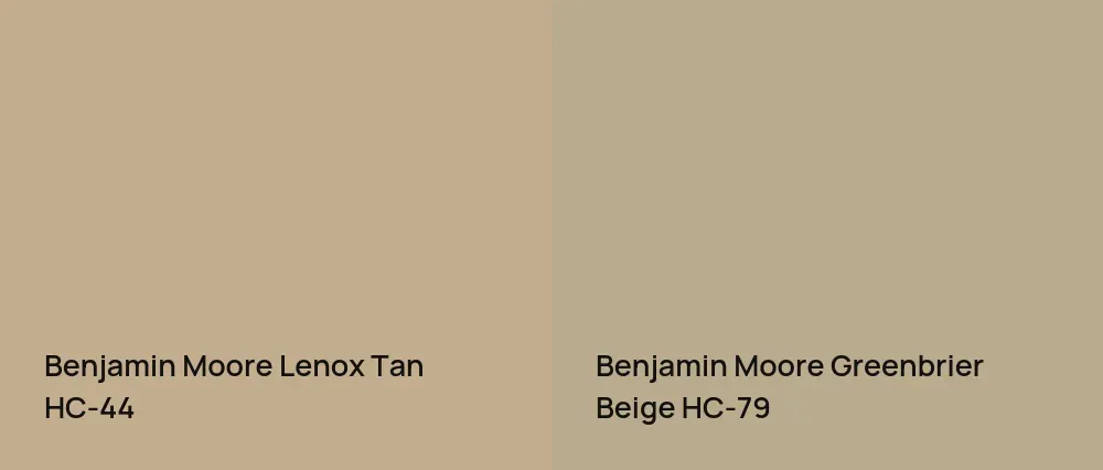 Benjamin Moore Lenox Tan HC-44 vs Benjamin Moore Greenbrier Beige HC-79