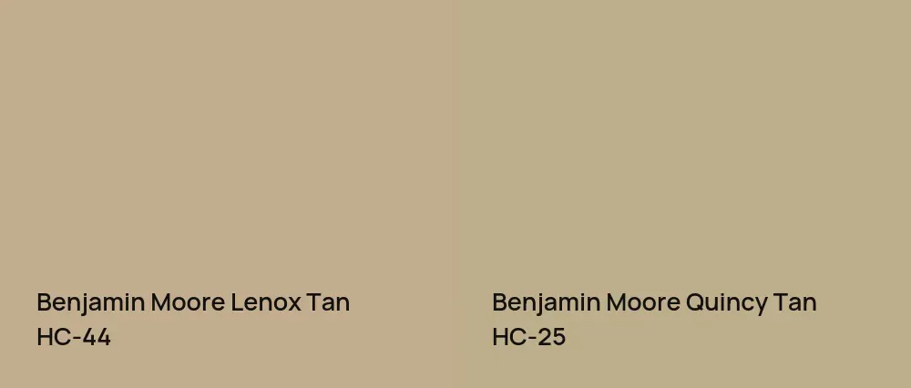 Benjamin Moore Lenox Tan HC-44 vs Benjamin Moore Quincy Tan HC-25