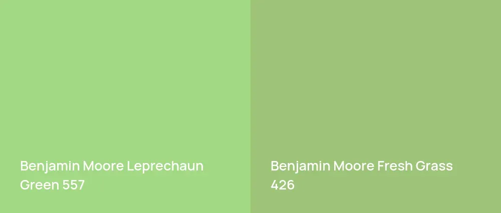 Benjamin Moore Leprechaun Green 557 vs Benjamin Moore Fresh Grass 426