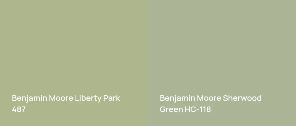 Benjamin Moore Liberty Park 487 vs Benjamin Moore Sherwood Green HC-118