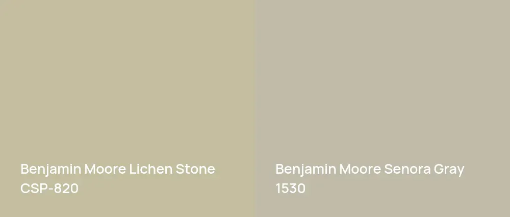 Benjamin Moore Lichen Stone CSP-820 vs Benjamin Moore Senora Gray 1530