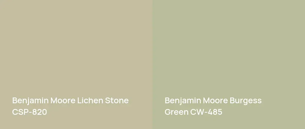 Benjamin Moore Lichen Stone CSP-820 vs Benjamin Moore Burgess Green CW-485