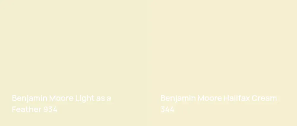 Benjamin Moore Light as a Feather 934 vs Benjamin Moore Halifax Cream 344