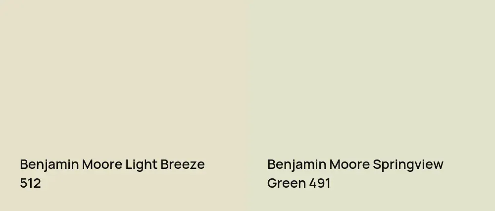 Benjamin Moore Light Breeze 512 vs Benjamin Moore Springview Green 491