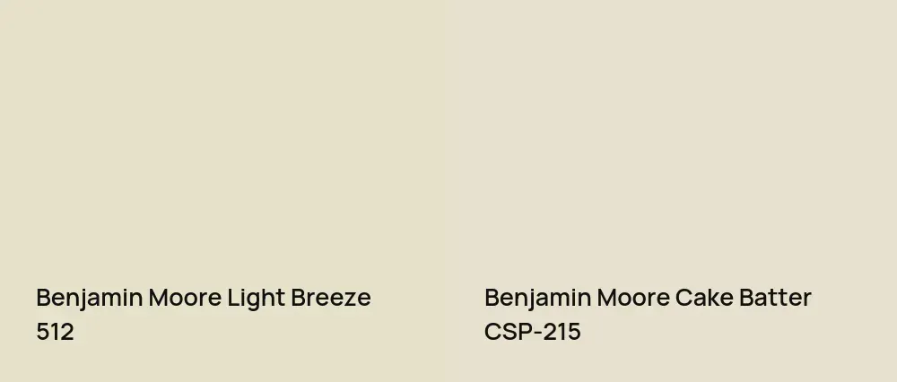 Benjamin Moore Light Breeze 512 vs Benjamin Moore Cake Batter CSP-215