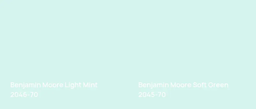 Benjamin Moore Light Mint 2046-70 vs Benjamin Moore Soft Green 2045-70