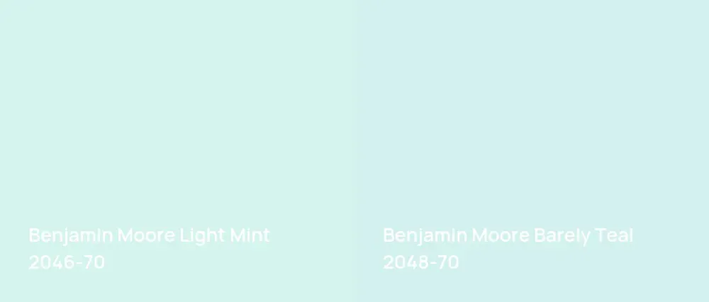 Benjamin Moore Light Mint 2046-70 vs Benjamin Moore Barely Teal 2048-70