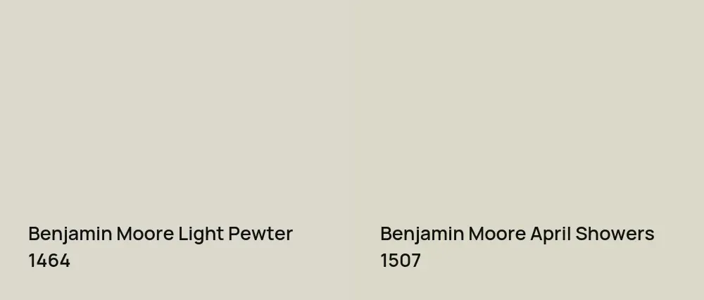 Benjamin Moore Light Pewter 1464 vs Benjamin Moore April Showers 1507