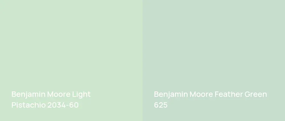 Benjamin Moore Light Pistachio 2034-60 vs Benjamin Moore Feather Green 625