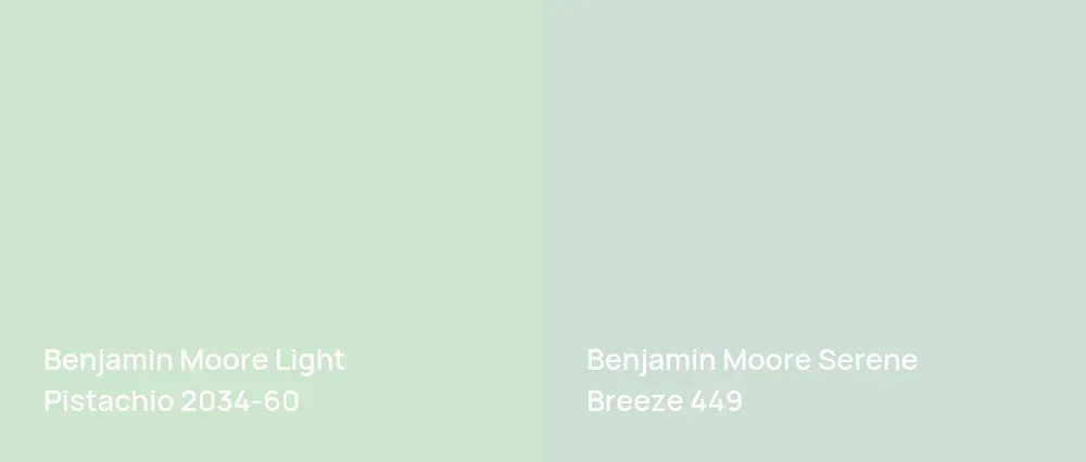Benjamin Moore Light Pistachio 2034-60 vs Benjamin Moore Serene Breeze 449