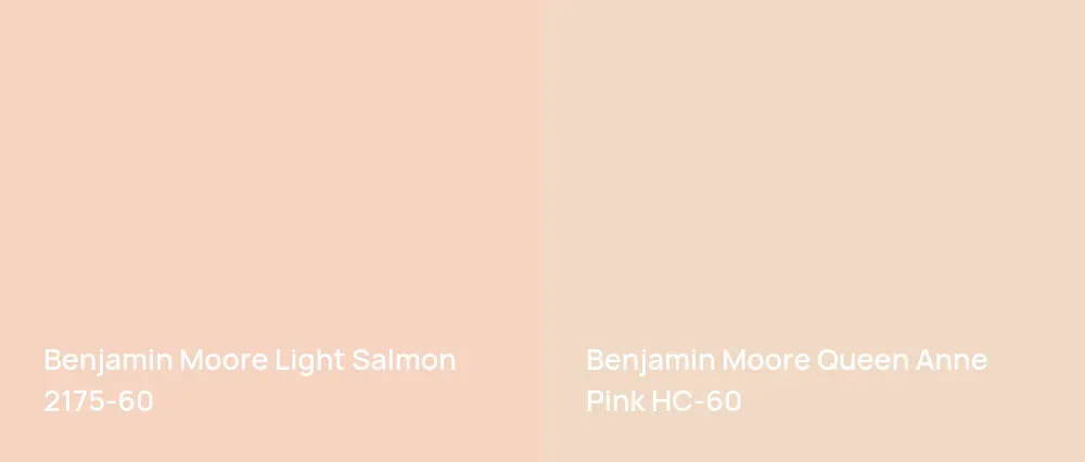 Benjamin Moore Light Salmon 2175-60 vs Benjamin Moore Queen Anne Pink HC-60