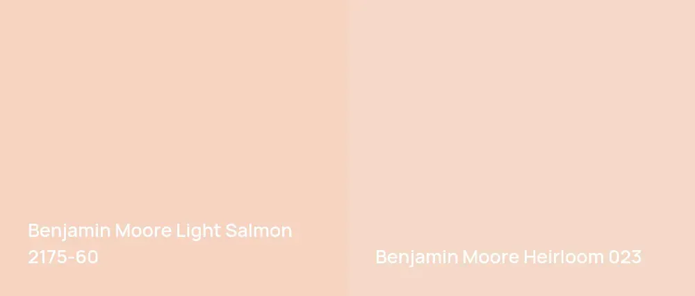 Benjamin Moore Light Salmon 2175-60 vs Benjamin Moore Heirloom 023