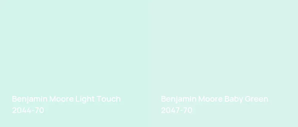 Benjamin Moore Light Touch 2044-70 vs Benjamin Moore Baby Green 2047-70