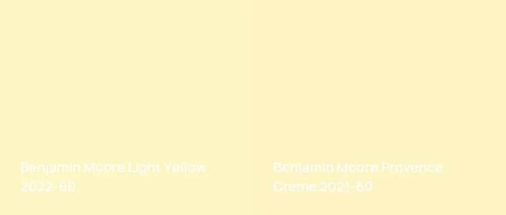 Benjamin Moore Light Yellow 2022-60 vs Benjamin Moore Provence Crème 2021-60