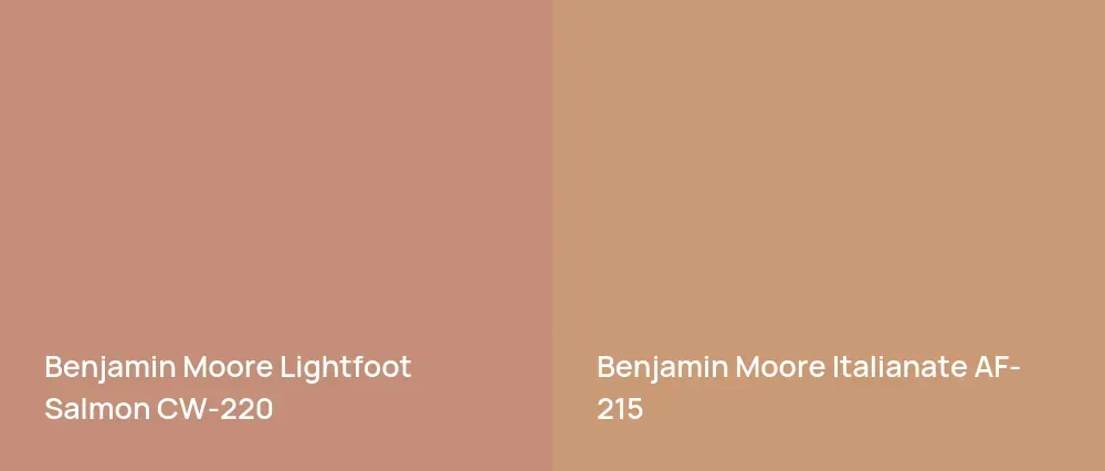 Benjamin Moore Lightfoot Salmon CW-220 vs Benjamin Moore Italianate AF-215