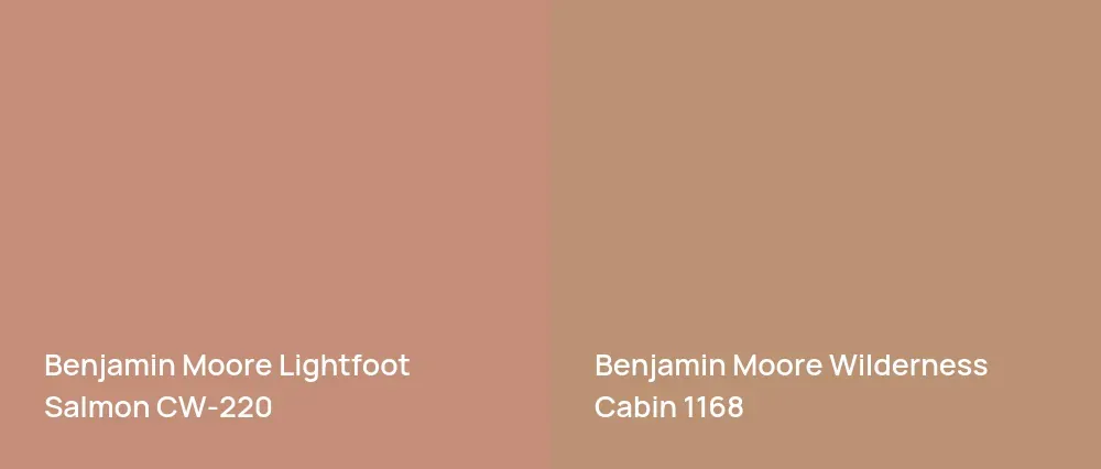 Benjamin Moore Lightfoot Salmon CW-220 vs Benjamin Moore Wilderness Cabin 1168