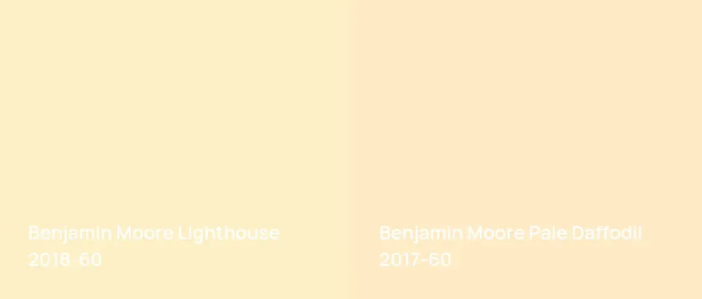 Benjamin Moore Lighthouse 2018-60 vs Benjamin Moore Pale Daffodil 2017-60