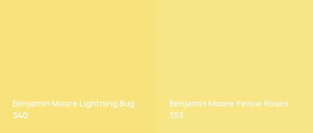 Benjamin Moore Lightning Bug 340 vs Benjamin Moore Yellow Roses 353