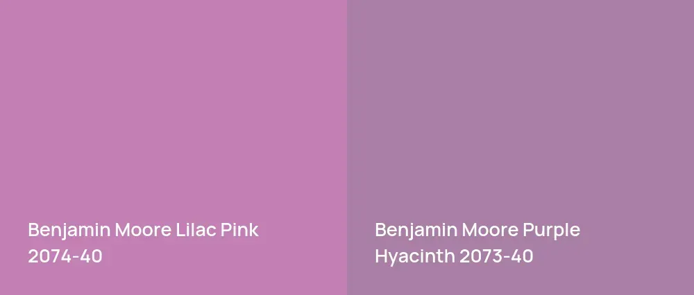 Benjamin Moore Lilac Pink 2074-40 vs Benjamin Moore Purple Hyacinth 2073-40