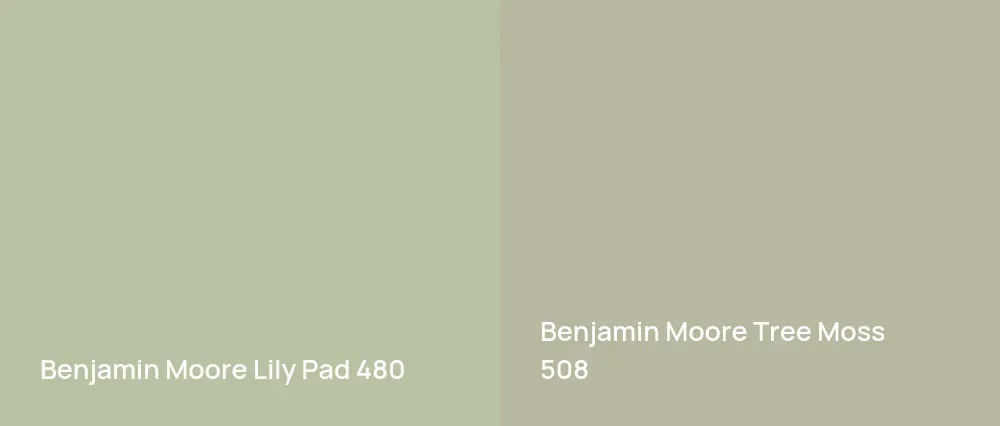 Benjamin Moore Lily Pad 480 vs Benjamin Moore Tree Moss 508