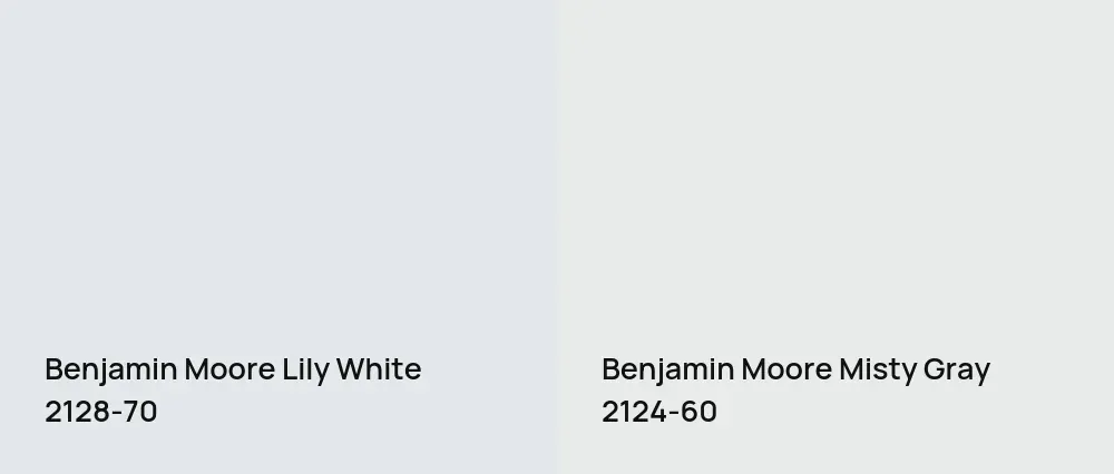 Benjamin Moore Lily White 2128-70 vs Benjamin Moore Misty Gray 2124-60