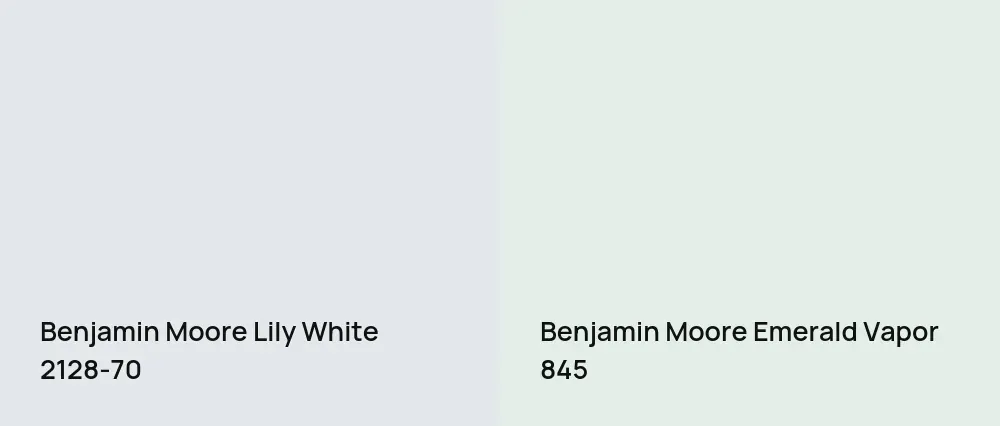 Benjamin Moore Lily White 2128-70 vs Benjamin Moore Emerald Vapor 845