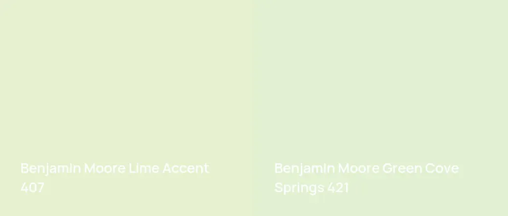 Benjamin Moore Lime Accent 407 vs Benjamin Moore Green Cove Springs 421
