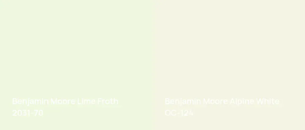 Benjamin Moore Lime Froth 2031-70 vs Benjamin Moore Alpine White OC-124