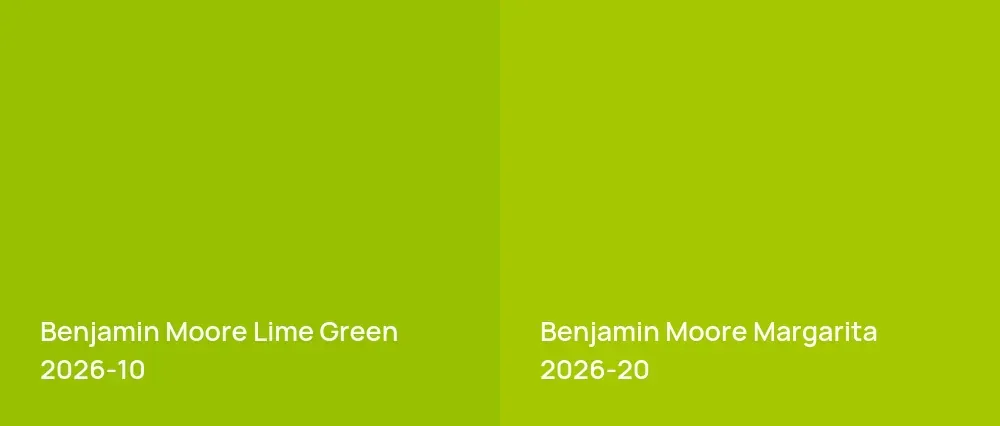 Benjamin Moore Lime Green 2026-10 vs Benjamin Moore Margarita 2026-20