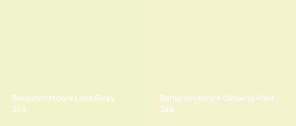 Benjamin Moore Lime Ricky 393 vs Benjamin Moore Ginseng Root 386