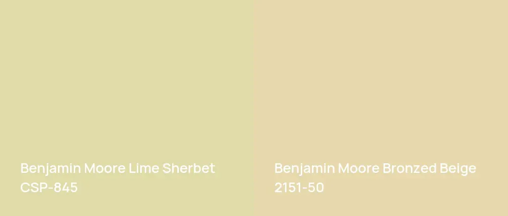 Benjamin Moore Lime Sherbet CSP-845 vs Benjamin Moore Bronzed Beige 2151-50