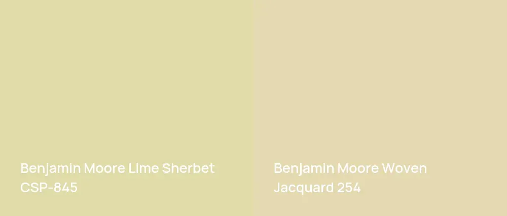 Benjamin Moore Lime Sherbet CSP-845 vs Benjamin Moore Woven Jacquard 254