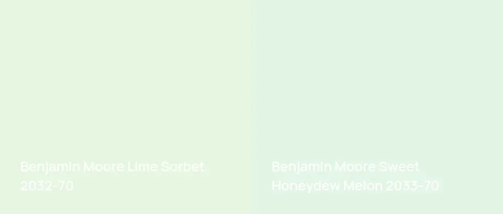 Benjamin Moore Lime Sorbet 2032-70 vs Benjamin Moore Sweet Honeydew Melon 2033-70