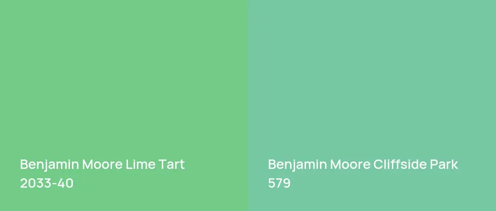 Benjamin Moore Lime Tart 2033-40 vs Benjamin Moore Cliffside Park 579
