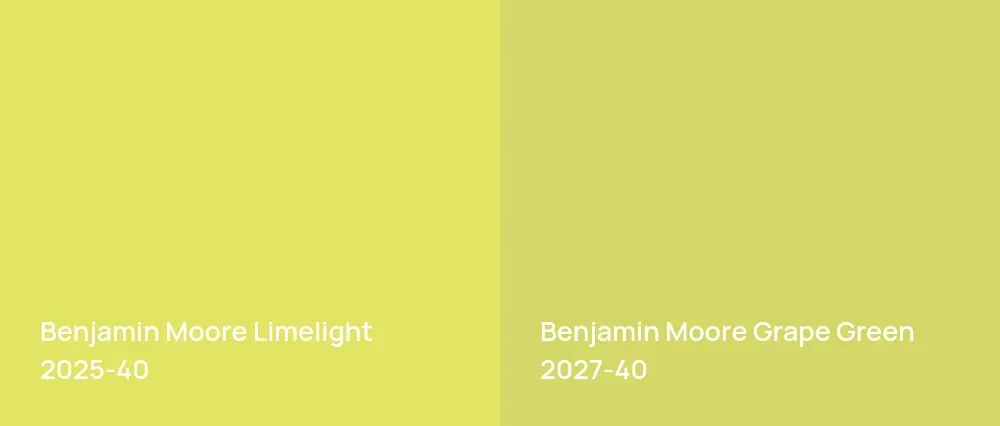 Benjamin Moore Limelight 2025-40 vs Benjamin Moore Grape Green 2027-40