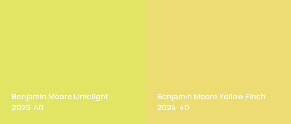 Benjamin Moore Limelight 2025-40 vs Benjamin Moore Yellow Finch 2024-40