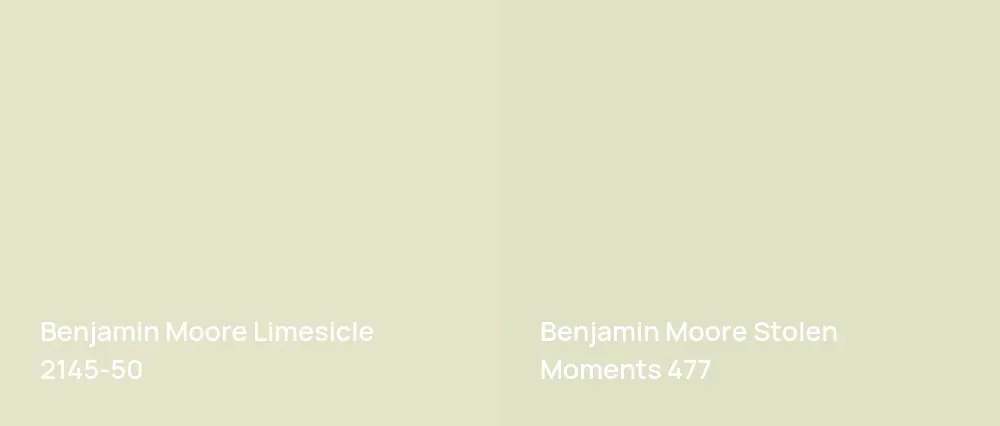 Benjamin Moore Limesicle 2145-50 vs Benjamin Moore Stolen Moments 477